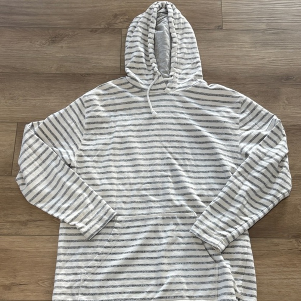 Weatherproof Vintage Striped Gray Hoodie for Men size large